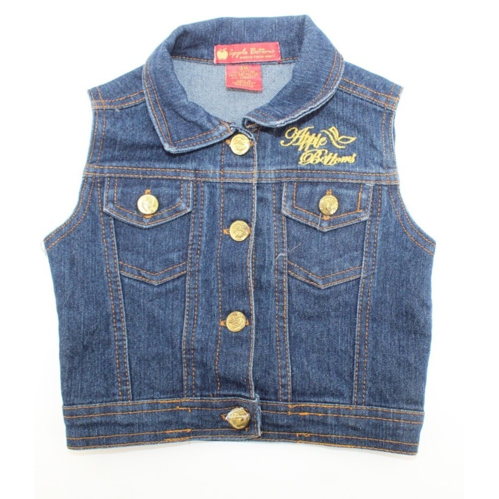 Apple Bottom Jeans Gold Embroidered Denim Vest Size 18 M Girls